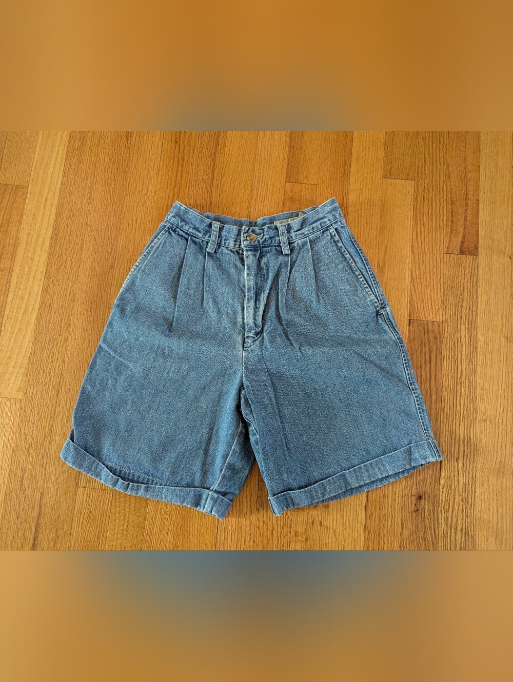 Vintage Eddie Bauer High Rise Cuffed Denim Mom Shorts Women 4 Bermuda